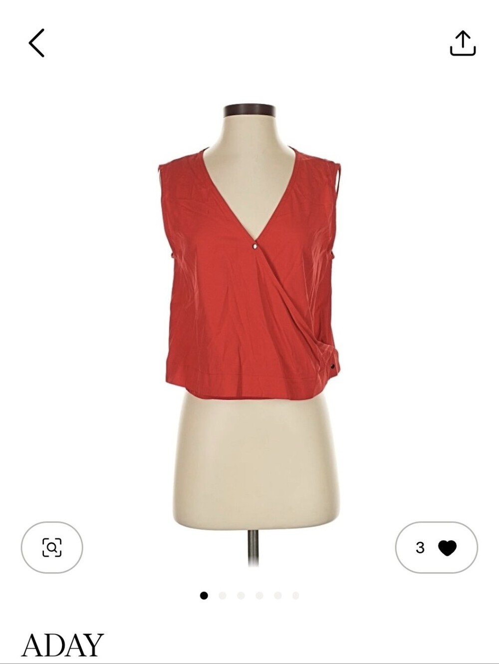 ADAY Twist and Chill chili red wrap top size Small